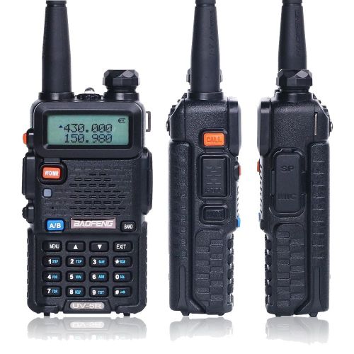  BaoFeng Walkei Talkie UV-5R Dual Band Two Way Radio with one more 1800mAh UV5R Battery one Car Charge one Hand Mic. and one TIDRADIO NA-771 Antenna ham radio