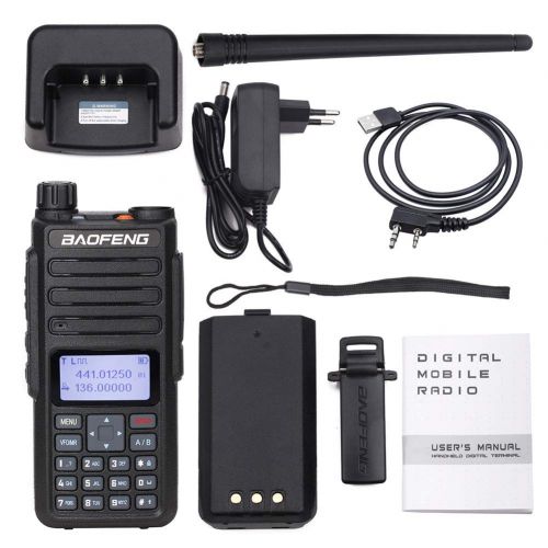  BaoFeng DM-1801 DMR and Analog VHF/UHF Dual Band Dual Time Slot DMR Ham Amateur Two Way Radio 1024 Channels Tier I & II Compatible with MOTOTRBO, Free Programming Cable