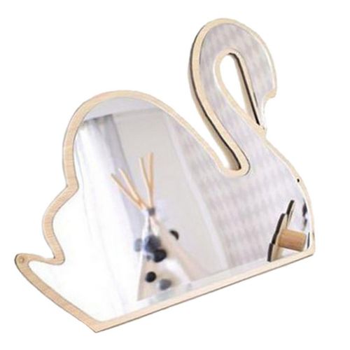  Baoblaze Nordic Style Butterfly Swan Cloud Shatterproof Wood Acrylic Bathroom Decoration Mirror Kids Room Wall Hanging Decoration - As described, 2