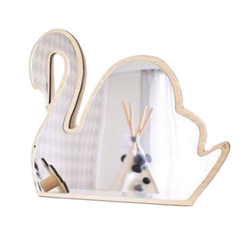  Baoblaze Nordic Style Butterfly Swan Cloud Shatterproof Wood Acrylic Bathroom Decoration Mirror Kids Room Wall Hanging Decoration - As described, 2