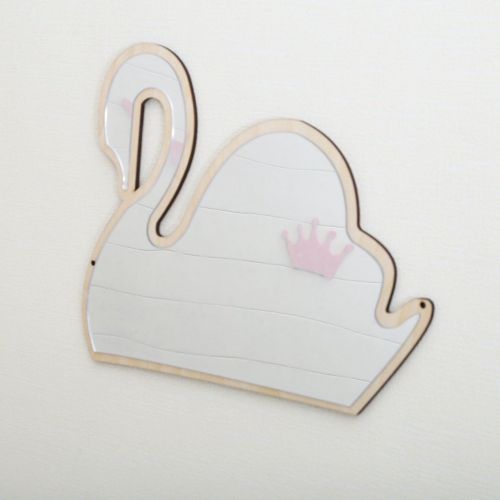  Baoblaze Nordic Style Butterfly Swan Cloud Shatterproof Wood Acrylic Bathroom Decoration Mirror Kids Room Wall Hanging Decoration - As described, 2