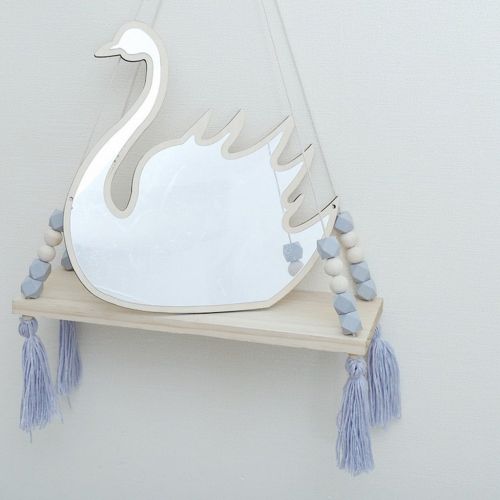  Baoblaze Nordic Style Butterfly Swan Cloud Shatterproof Wood Acrylic Bathroom Decoration Mirror Kids Room Wall Hanging Decoration - As described, 2