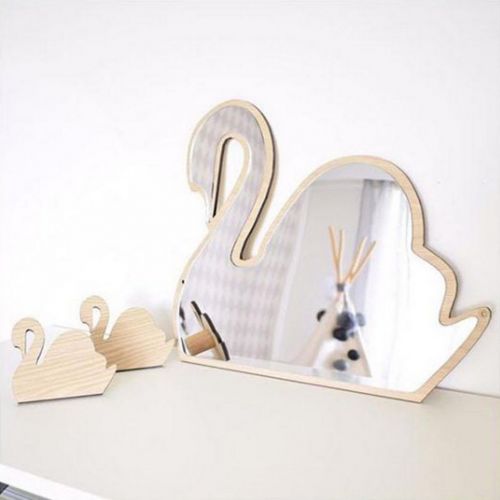  Baoblaze Nordic Style Butterfly Swan Cloud Shatterproof Wood Acrylic Bathroom Decoration Mirror Kids Room Wall Hanging Decoration - As described, 2