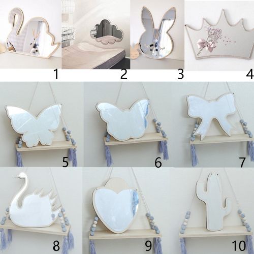  Baoblaze Nordic Style Butterfly Swan Cloud Shatterproof Wood Acrylic Bathroom Decoration Mirror Kids Room Wall Hanging Decoration - As described, 2