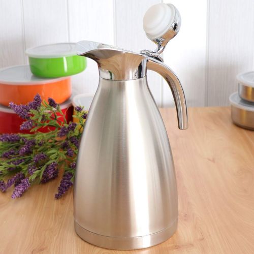  Baoblaze 1,5L Edelstahl Thermoskannen - Doppelwand Isolierkanne mit rutschfeste Boden Vakuum Kaffeekanne fuer Tee/Wasser/Milch - Silber