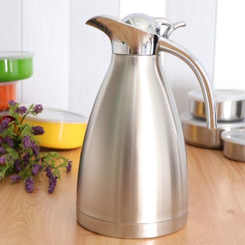  Baoblaze 1,5L Edelstahl Thermoskannen - Doppelwand Isolierkanne mit rutschfeste Boden Vakuum Kaffeekanne fuer Tee/Wasser/Milch - Silber