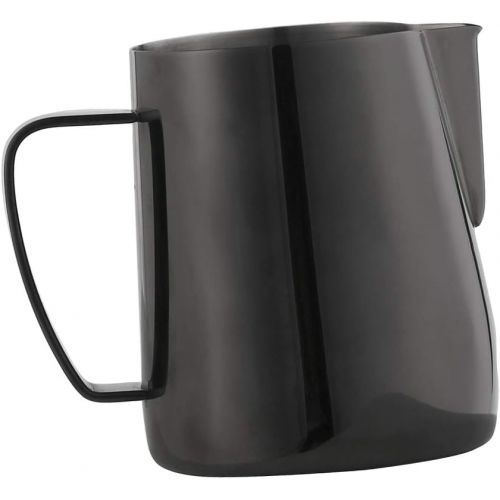  Baoblaze 350ml Milchkannchen, Edelstahl Milk Pitcher Kueche Milchkanne Milch Aufschaumen fuer Cappuccino Kaffee Milch - Schwarz