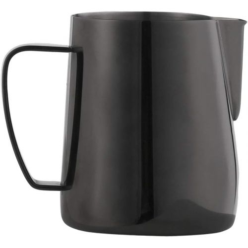  Baoblaze 350ml Milchkannchen, Edelstahl Milk Pitcher Kueche Milchkanne Milch Aufschaumen fuer Cappuccino Kaffee Milch - Schwarz