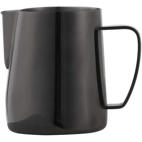  Baoblaze 350ml Milchkannchen, Edelstahl Milk Pitcher Kueche Milchkanne Milch Aufschaumen fuer Cappuccino Kaffee Milch - Schwarz