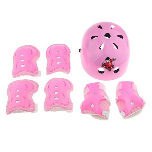  Baoblaze 7pcs Childrens Helmet Protective Pad Knee Pads Elbow Pads Wrist Guards for Roller Skates Skateboard Roller Skates