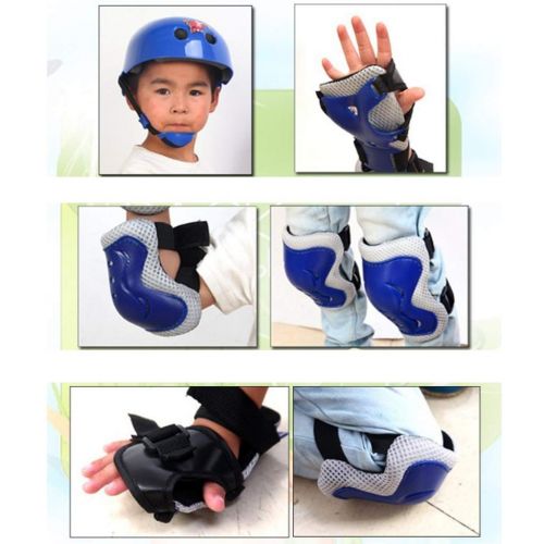  Baoblaze 7pcs Childrens Helmet Protective Pad Knee Pads Elbow Pads Wrist Guards for Roller Skates Skateboard Roller Skates