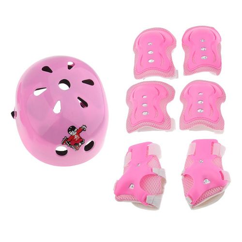  Baoblaze 7pcs Childrens Helmet Protective Pad Knee Pads Elbow Pads Wrist Guards for Roller Skates Skateboard Roller Skates