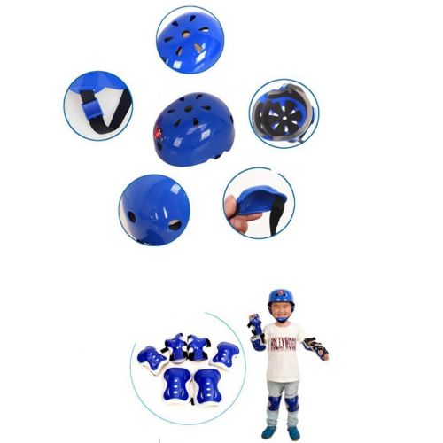  Baoblaze 7 pcs Kinder Helm Schutzpolster Knieschuetzer Ellbogenschuetzer Handgelenkschuetzer fuer Rollschuhe Skateboard Rollerskates