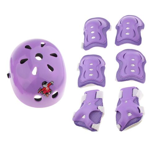  Baoblaze 7 pcs Kinder Helm Schutzpolster Knieschuetzer Ellbogenschuetzer Handgelenkschuetzer fuer Rollschuhe Skateboard Rollerskates