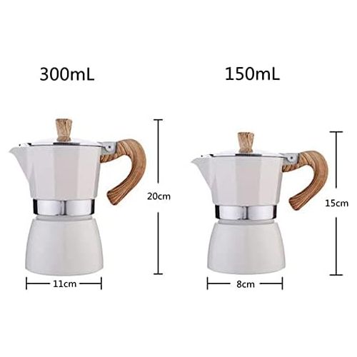  Baoblaze Kitchen Stovetop Espresso Maker for Strong Flavored Espresso Portable Aluminum Percolator Home Office Mocha Pot - White 300ml