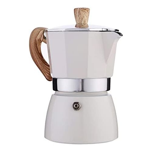  Baoblaze Kitchen Stovetop Espresso Maker for Strong Flavored Espresso Portable Aluminum Percolator Home Office Mocha Pot - White 300ml