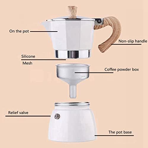  Baoblaze Kitchen Stovetop Espresso Maker for Strong Flavored Espresso Portable Aluminum Percolator Home Office Mocha Pot - White 300ml