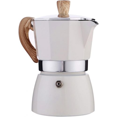  Baoblaze Kitchen Stovetop Espresso Maker for Strong Flavored Espresso Portable Aluminum Percolator Home Office Mocha Pot - White 300ml