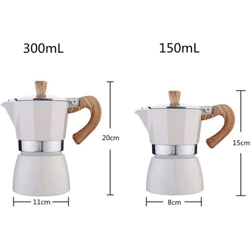  Baoblaze Kitchen Stovetop Espresso Maker for Strong Flavored Espresso Portable Aluminum Percolator Home Office Mocha Pot - White 300ml