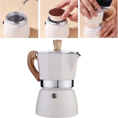  Baoblaze Kitchen Stovetop Espresso Maker for Strong Flavored Espresso Portable Aluminum Percolator Home Office Mocha Pot - White 300ml