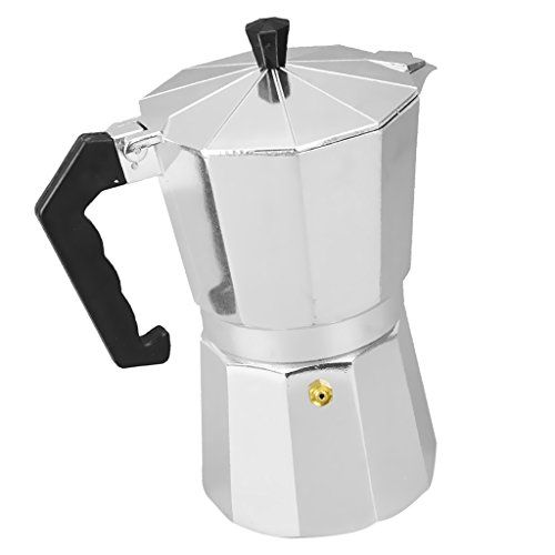  Baoblaze 2/3/4/6/9/12 Cup Metal Moka Espresso Coffee Latte Maker - Silver, 6 Cups