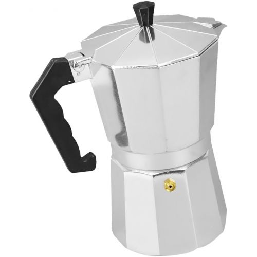  Baoblaze 2/3/4/6/9/12 Cup Metal Moka Espresso Coffee Latte Maker - Silver, 6 Cups