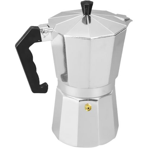  Baoblaze 2/3/4/6/9/12 Cup Metal Moka Espresso Coffee Latte Maker - Silver, 6 Cups