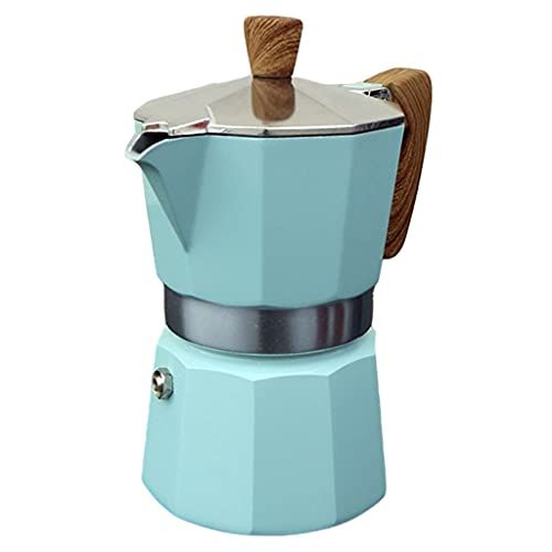 Baoblaze Mocha Coffee Maker,Aluminum Percolator Home Office Mocha Pot,Durable Espresso Maker - Blue 300ml