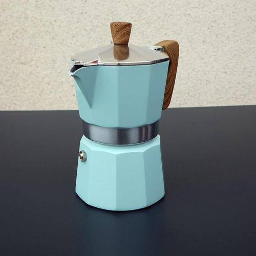  Baoblaze Mocha Coffee Maker,Aluminum Percolator Home Office Mocha Pot,Durable Espresso Maker - Blue 300ml