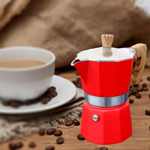  Baoblaze Mocha Coffee Maker,Aluminum Percolator Home Office Mocha Pot,Durable Espresso Maker - Red 300ml