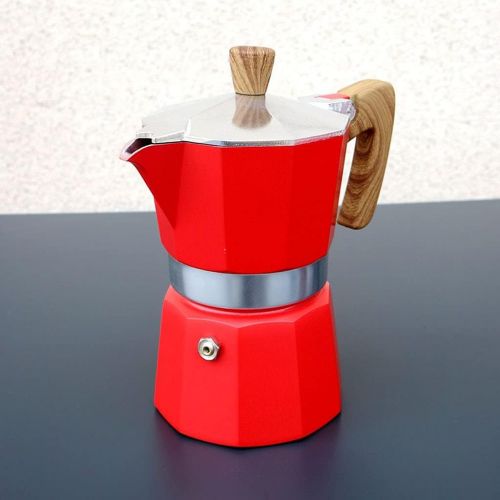  Baoblaze Mocha Coffee Maker,Aluminum Percolator Home Office Mocha Pot,Durable Espresso Maker - Red 300ml