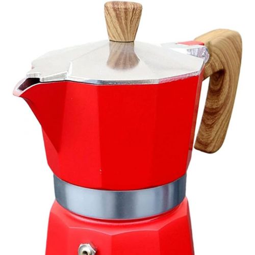  Baoblaze Mocha Coffee Maker,Aluminum Percolator Home Office Mocha Pot,Durable Espresso Maker - Red 300ml