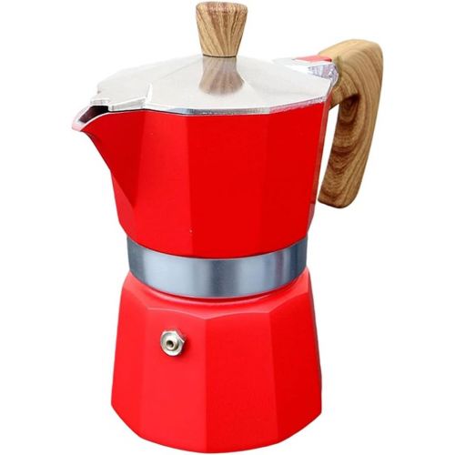  Baoblaze Mocha Coffee Maker,Aluminum Percolator Home Office Mocha Pot,Durable Espresso Maker - Red 300ml