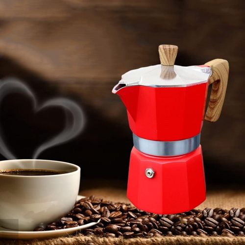  Baoblaze Mocha Coffee Maker,Aluminum Percolator Home Office Mocha Pot,Durable Espresso Maker - Red 300ml
