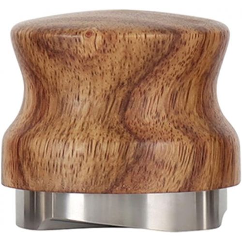  Baoblaze Stainless Steel Coffee Grind Distributor Coffee Leveler Espresso Tamper Distribution Tool Rustproof Three Angled Slopes - Wood Silver, 51mm