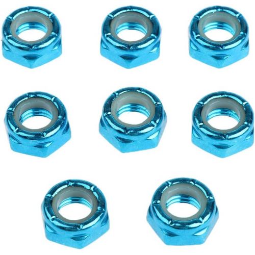  Baoblaze 8pcs Carbon Steel Axle Nuts for Skateboard Longboard Trucks Men & Women Skateboarding - Blue