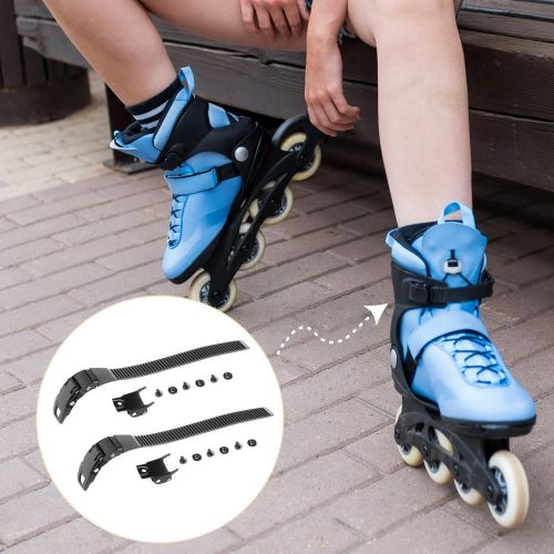  Baoblaze 2 Set Replacement Sturdy Inline Roller Skating Skate Shoes Energy Strap with Screws Nuts + Buckle Black