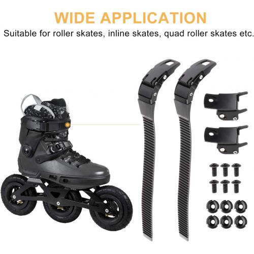  Baoblaze 2 Set Replacement Sturdy Inline Roller Skating Skate Shoes Energy Strap with Screws Nuts + Buckle Black