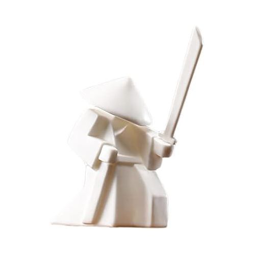  인센스스틱 Baoblaze Ceramic Incense Holder - Incense Stick Burner Decorative Samurai Knight Display Stand Home Decor Aromatherapy Desktop Sculptures - White