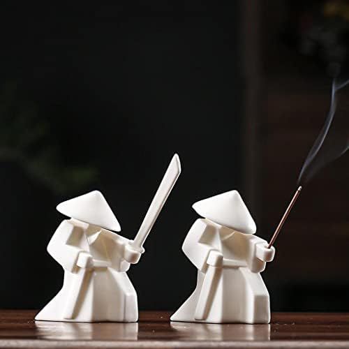  인센스스틱 Baoblaze Ceramic Incense Holder - Incense Stick Burner Decorative Samurai Knight Display Stand Home Decor Aromatherapy Desktop Sculptures - White