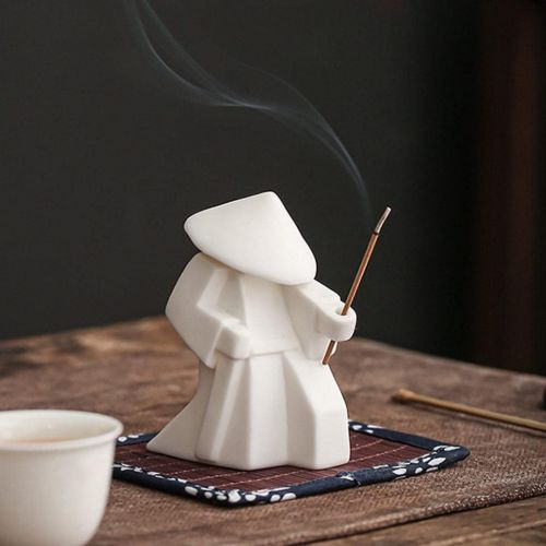  인센스스틱 Baoblaze Ceramic Incense Holder - Incense Stick Burner Decorative Samurai Knight Display Stand Home Decor Aromatherapy Desktop Sculptures - White