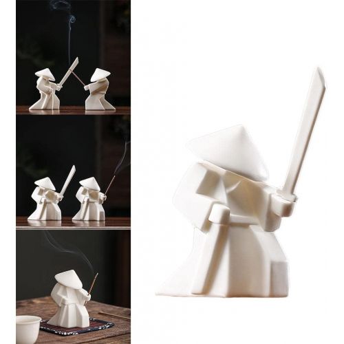  인센스스틱 Baoblaze Ceramic Incense Holder - Incense Stick Burner Decorative Samurai Knight Display Stand Home Decor Aromatherapy Desktop Sculptures - White