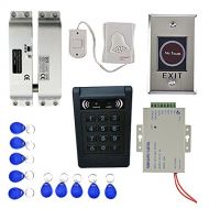 Baoblaze Premium 1000 Users Fingerprints and Doorbell 10Pcs Keyfobs EM RFID Card Reader Password Door Access Control System with Bolt Lock
