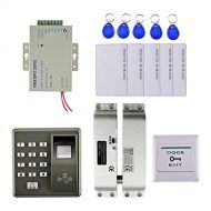 Baoblaze Biometric Fingerprint Access Control Systems Keyless Entry Kits Door Electric Strike Lock+Remote Control+110-240V Power Supply+ Exit Button+RFID Key Fods/Cards
