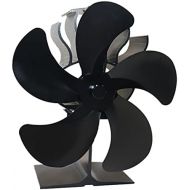 Baoblaze Heat Powered Stove Fan 5 Blade Heater Stove Fans Aluminium Silent Eco Friendly Efficient for Wood Log Burner Black
