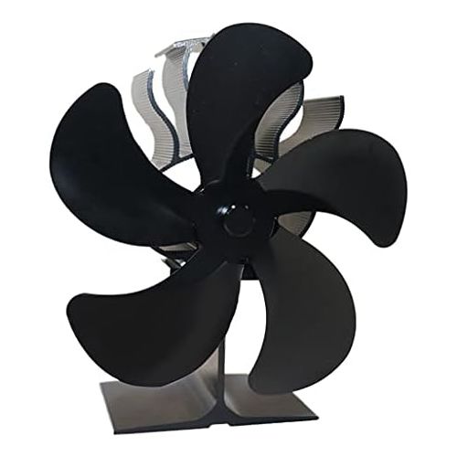  Baoblaze Heat Powered Stove Fan 5 Blade Heater Stove Fans Aluminium Silent Eco Friendly Efficient for Wood Log Burner Black