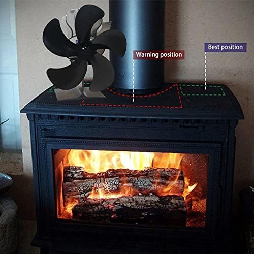  Baoblaze Heat Powered Stove Fan 5 Blade Heater Stove Fans Aluminium Silent Eco Friendly Efficient for Wood Log Burner Black