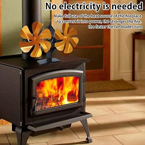  Baoblaze Silent Heat Powered Stove Fan, Log Burner Fan, Eco Friendly Heat Circulation for Wood/Log Burner/Fireplace/Stove Satin Gold