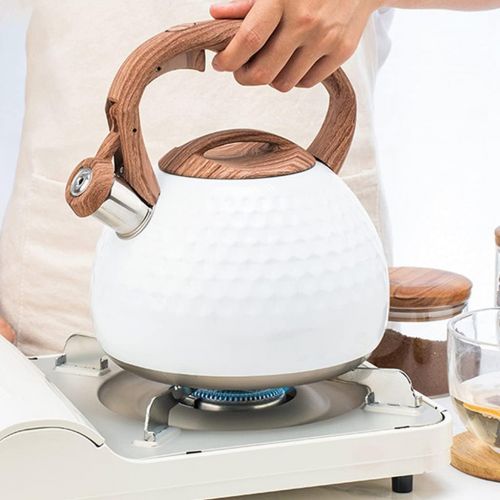  Baoblaze 2.8L Tea Kettle Stovetop Whistling Teapots,Loud Whistle Stainless Steel Tea Pot with Anti Hot Wood Handle for Stove Top,Induction Cooktop