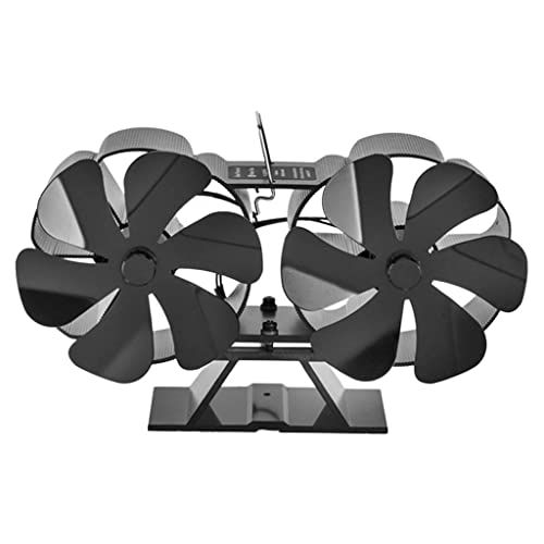  Baoblaze Upgrade Dual 6 Blades Fireplace Fan, Fuel Cost Saving Eco Friendly Double Heat Powered Stove Fan for Wood/Log Burner/Fireplace Total 12 Blades Black